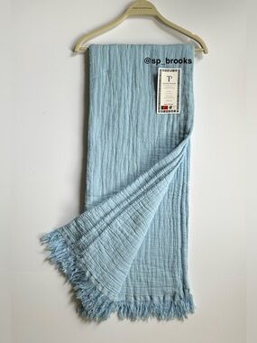 🎁Texteis Penedo Throw Blanket - Made in Portugal Mallow Cotton Coastal BlueThrow